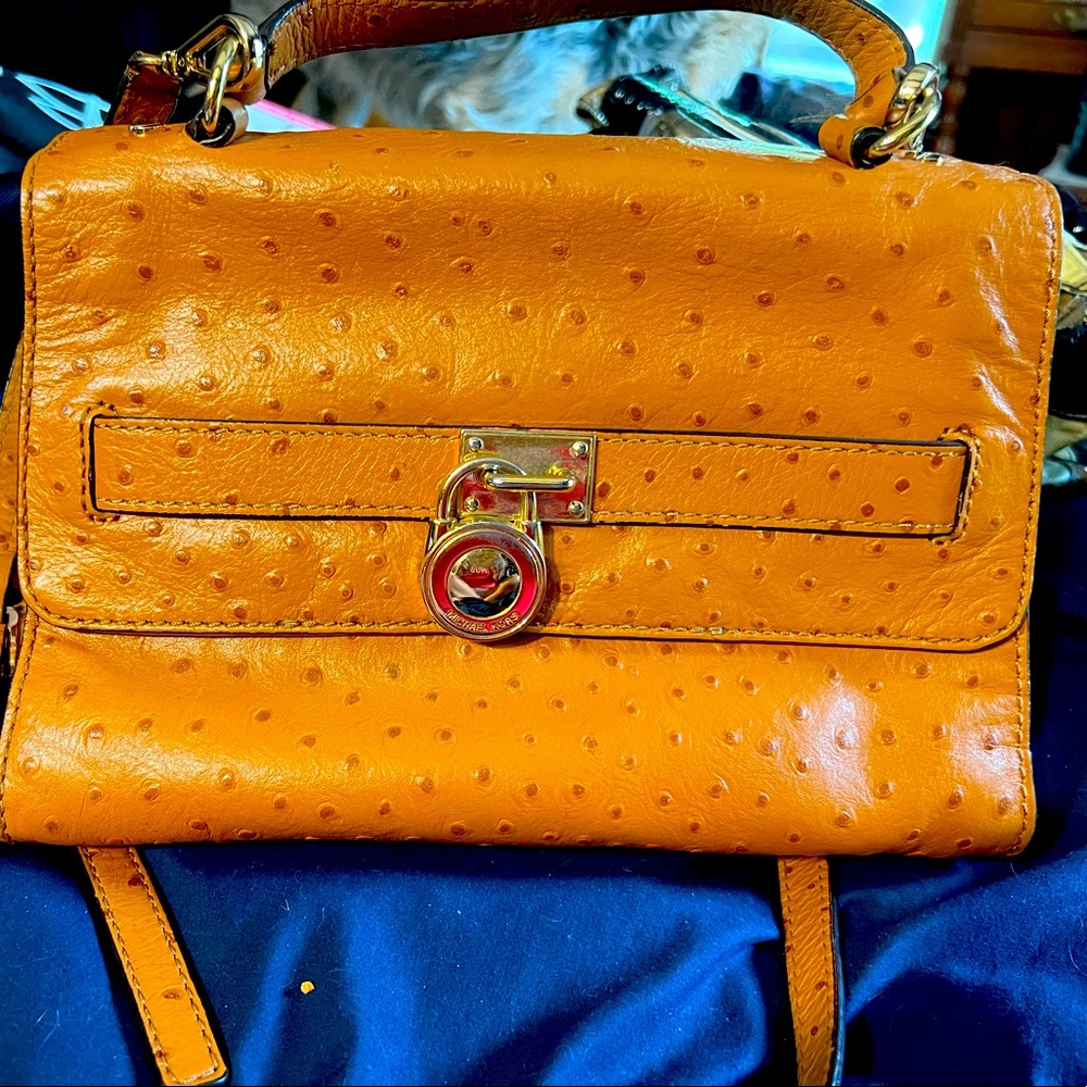 Michael Kors ostrich beautiful inside and out!Luxurious brown